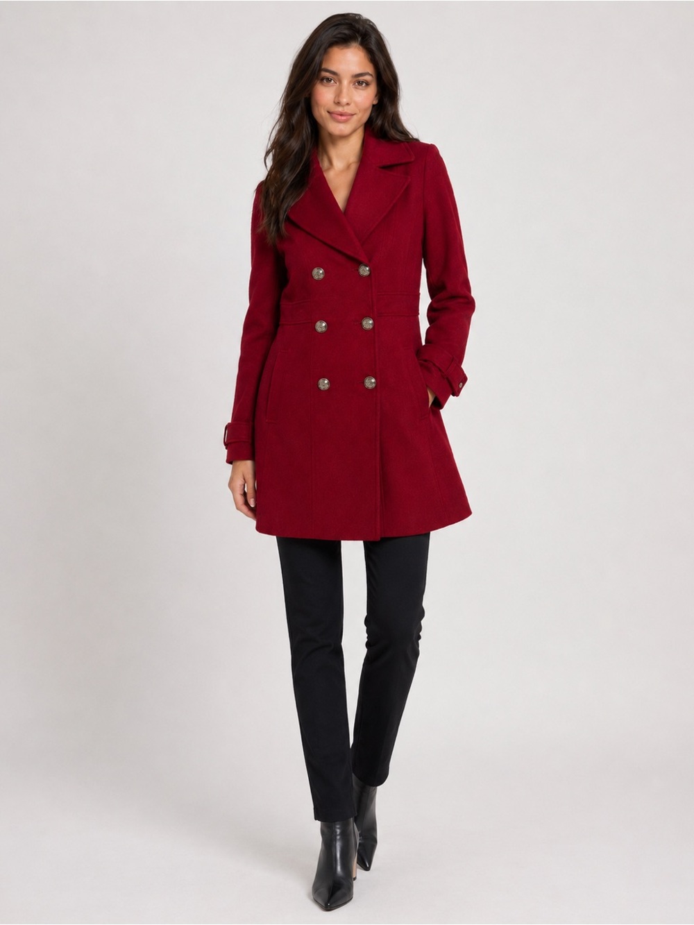 Tommy Hilfiger Red Double Breasted Military Peacoat Jacket XS